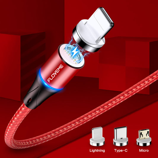 3-in-1 Magnetic Fast Charge Cable – iPhone, Android & Type-C | 1m & 2m