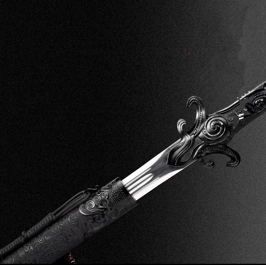 Yuling - Black Integral Sword High Manganese Steel Self-Defense Cold Weapon Collection Grade Unsharpened