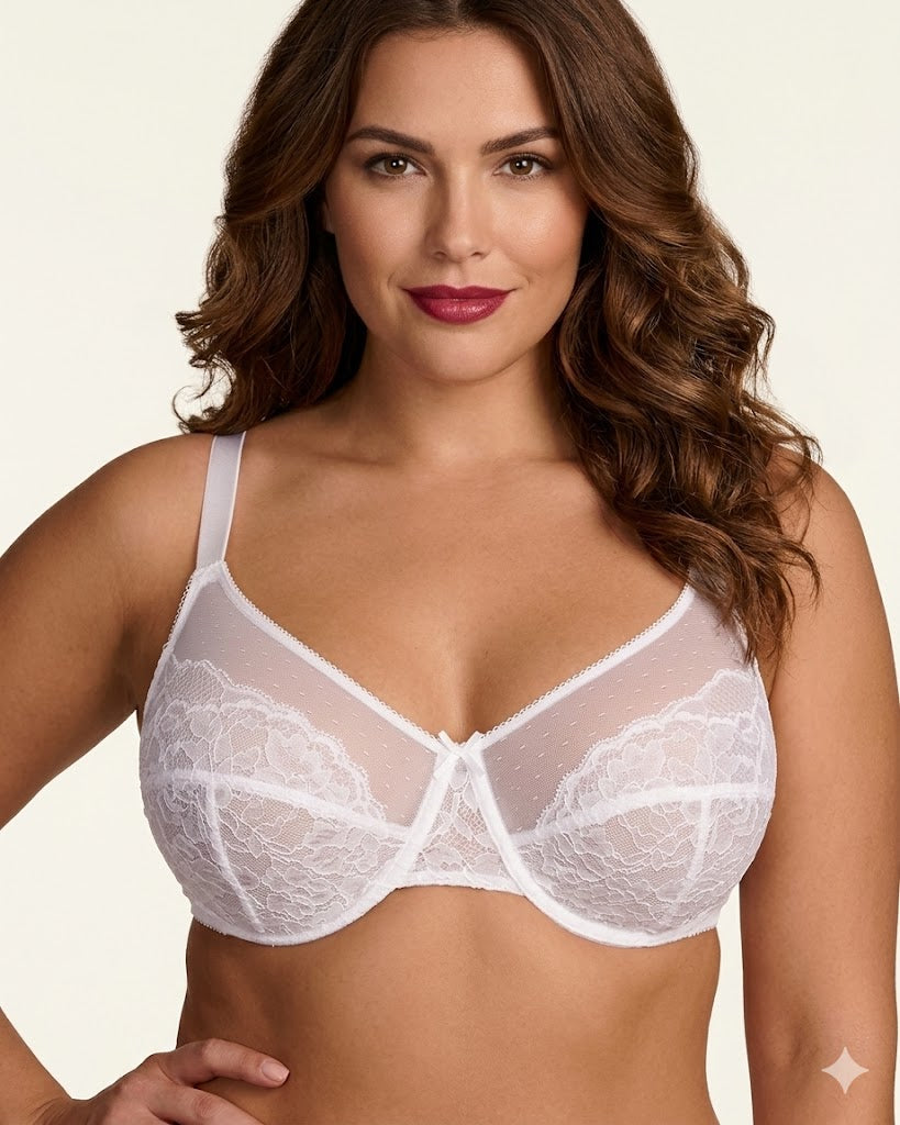 Enchante Full Coverage Lace Minimizer Bra – Underwire Support, Plus Size 32C–48DDD