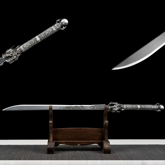 Ancient-Style Han Sword Hand-Forged Cold Weapon Collectible Gift Decoration High Manganese Steel Integral Double Edged Unsharpened
