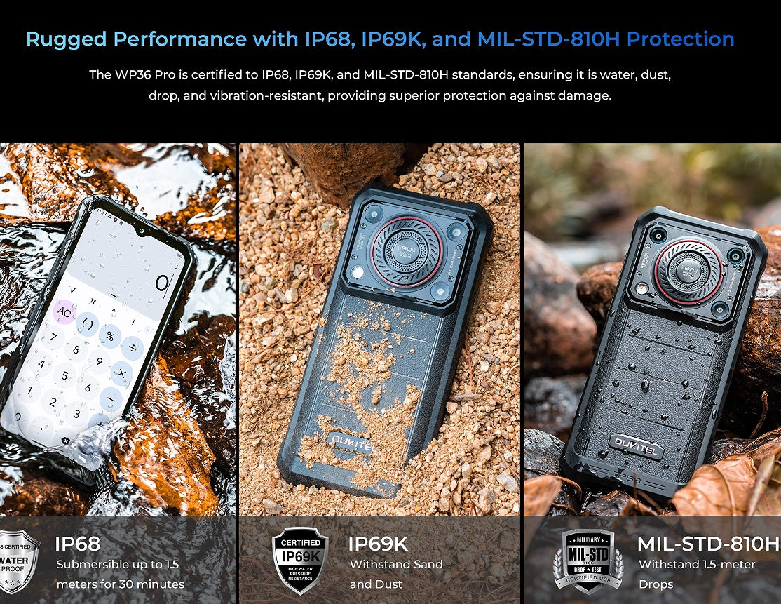 OUKITEL WP36 Pro Rugged Smartphone – Black | EU Plug