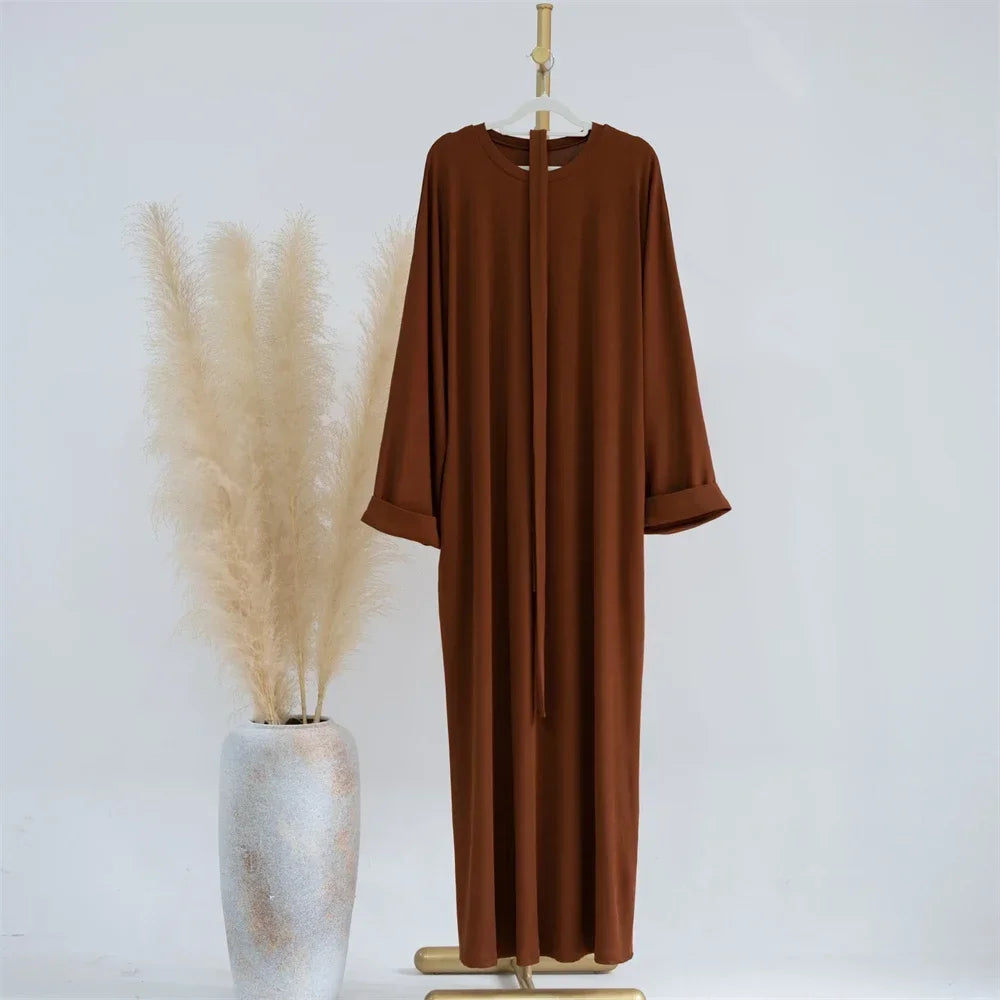 Knitted Muslim Abaya Dress - Long Sleeve Maxi Kaftan for Women | Eid Ramadan 2026