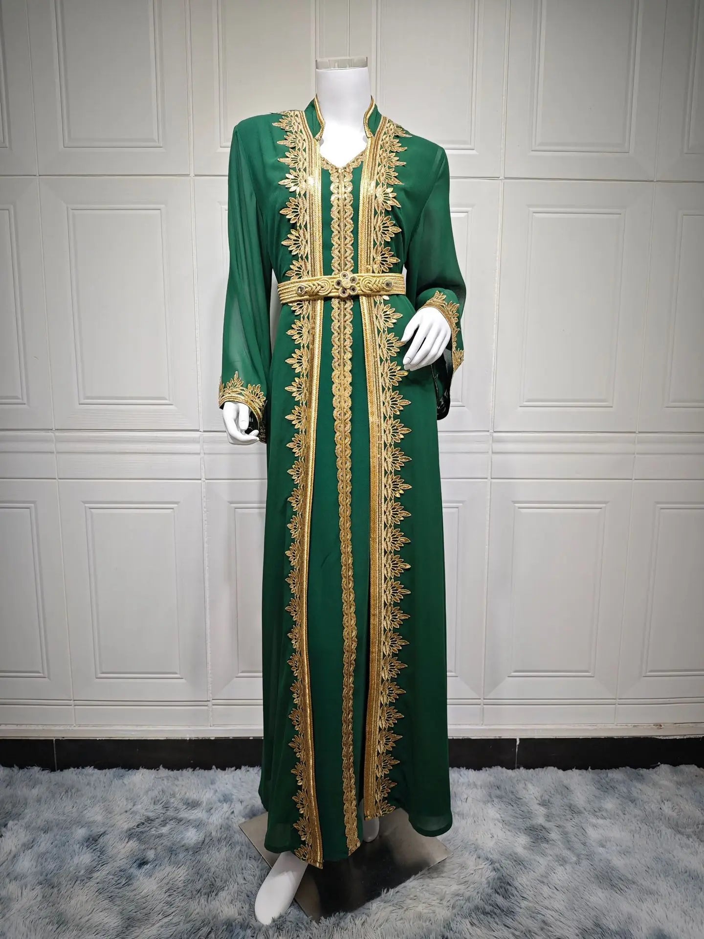 Embroidered Evening Abaya Set - Gorgeous Party Gown
