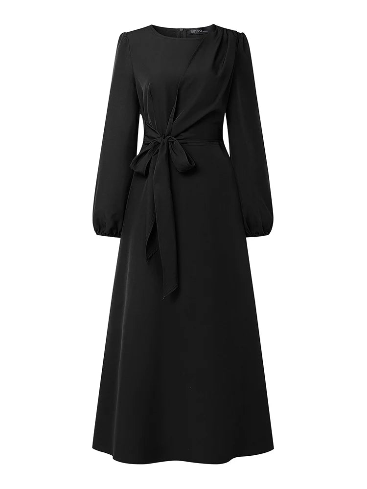 ZANZEA Lace-Up Muslim Dress - Elegant Long Sleeve Abaya for Women | Spring Ramadan 2026