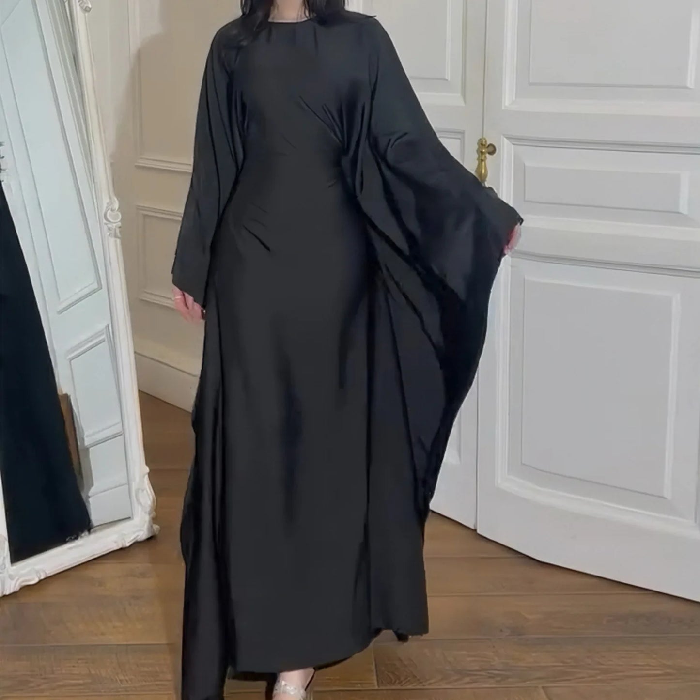Butterfly Sleeve Abaya with Belt - Elegant Party Dress