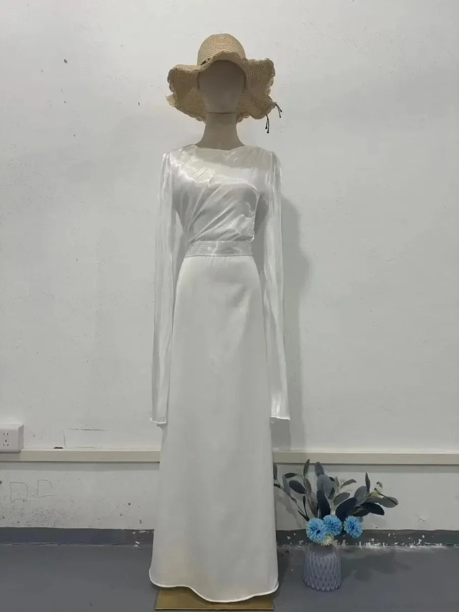 Satin Party Abaya - Slim Fit Elegant Dress