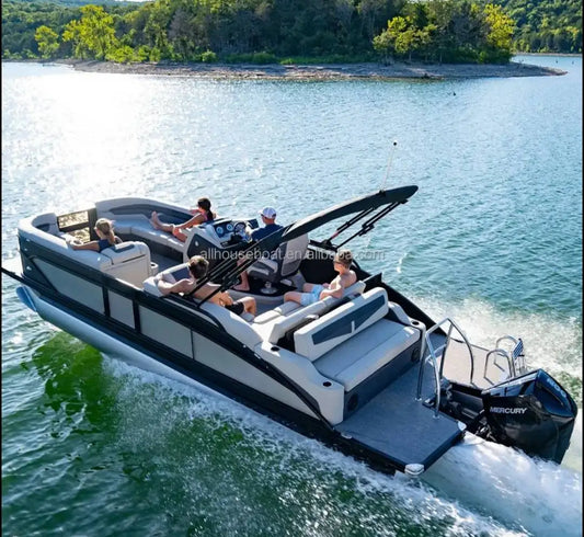 25ft Aluminum Pontoon Houseboat — Outboard Engine | 12–15 Persons