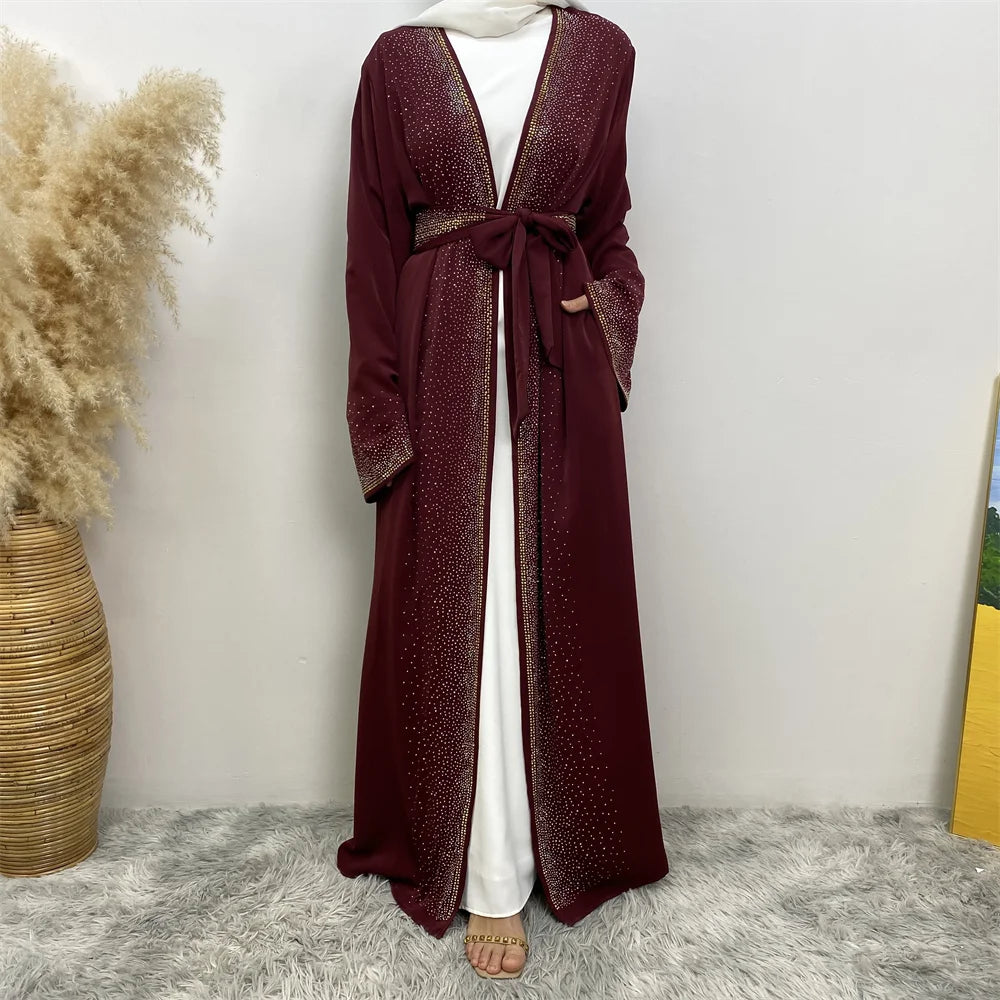 Elegant Embellished Cardigan Abaya - Open Front Robe