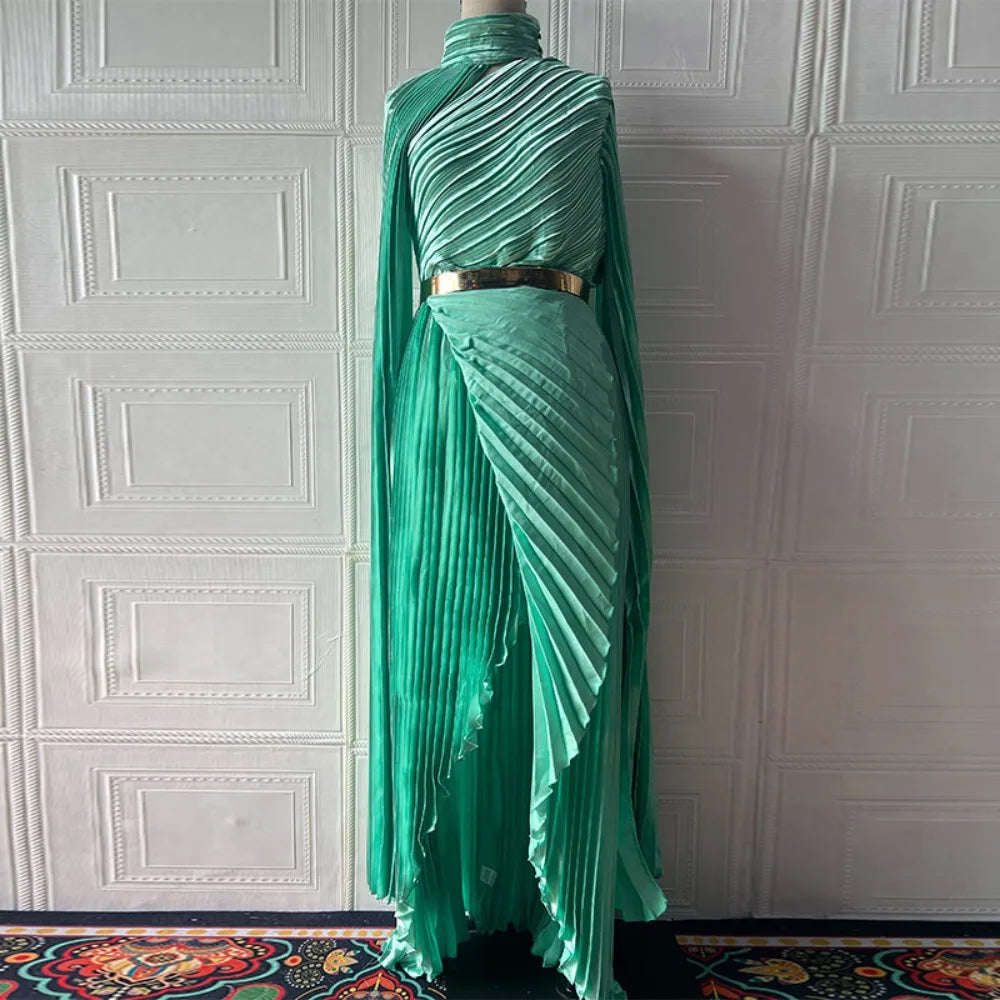 Muslim Dress Abaya Women Party Dresses Irregular Folds Jalabiya Kaftan Vestidos Arab Long Robe Ramadan Morocco Dubai Abayas