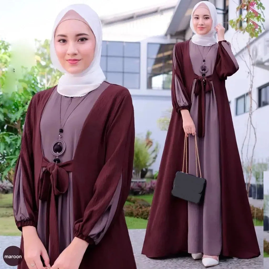 Long Sleeve Abaya - Casual Loose Fit Dress
