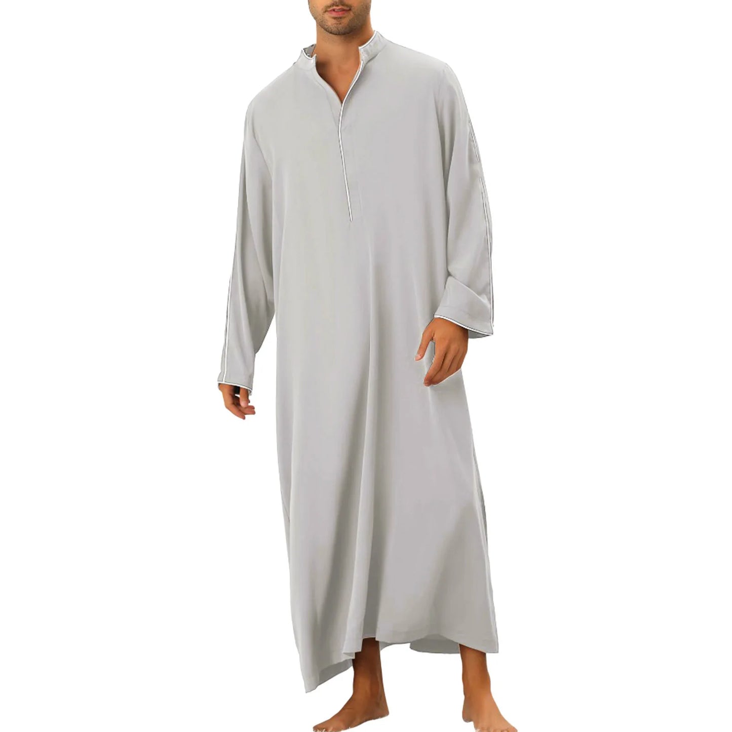 Men's Long Thobe - Simple Zipper Robe