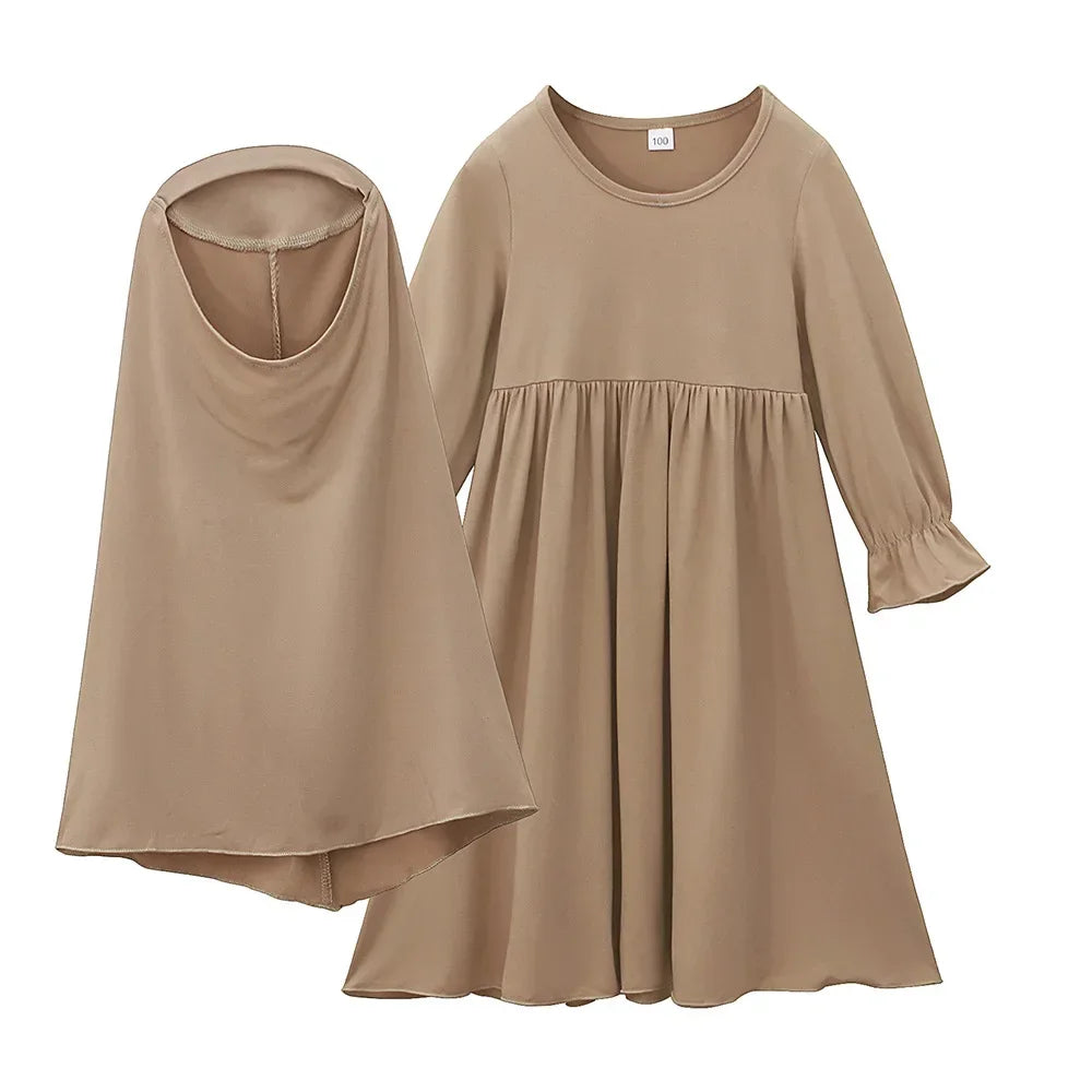 Girls 2-Piece Prayer Set - Kids Hijab & Dress Abaya