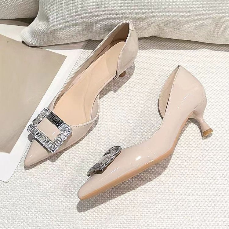 Rhinestone Square Buckle D'Orsay Pumps – Women's Stiletto Heels