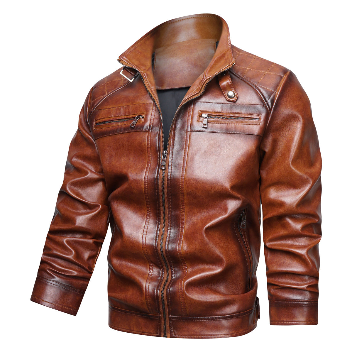 Men's Faux Leather Cafe Racer Jacket