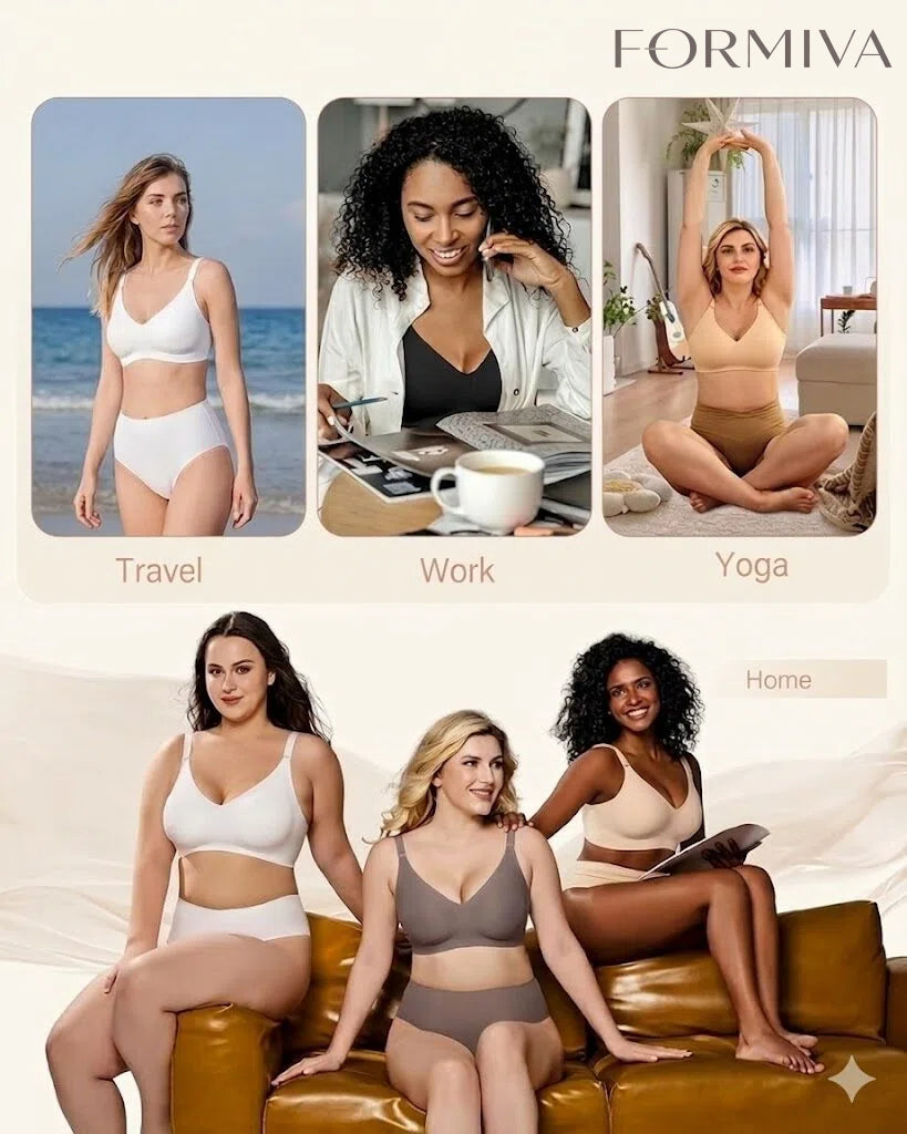 Formiva V-Neck Jelly Wireless Bra – No Underwire, Full Coverage Support