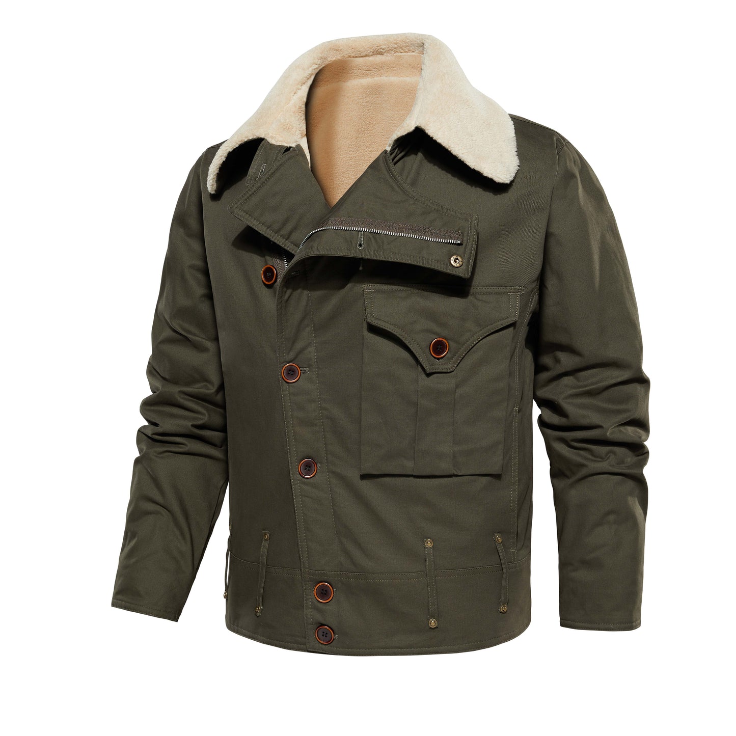 Men's Multi-Pocket Work Jacket – Thickened Fleece Outerwear
