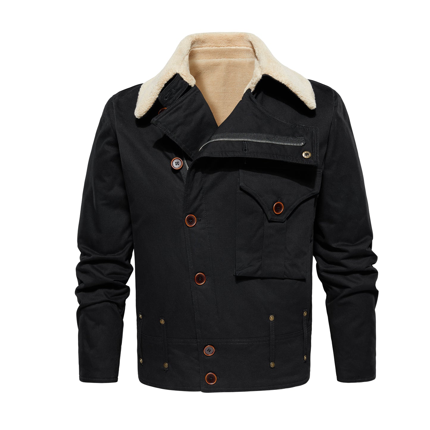 Men's Multi-Pocket Work Jacket – Thickened Fleece Outerwear