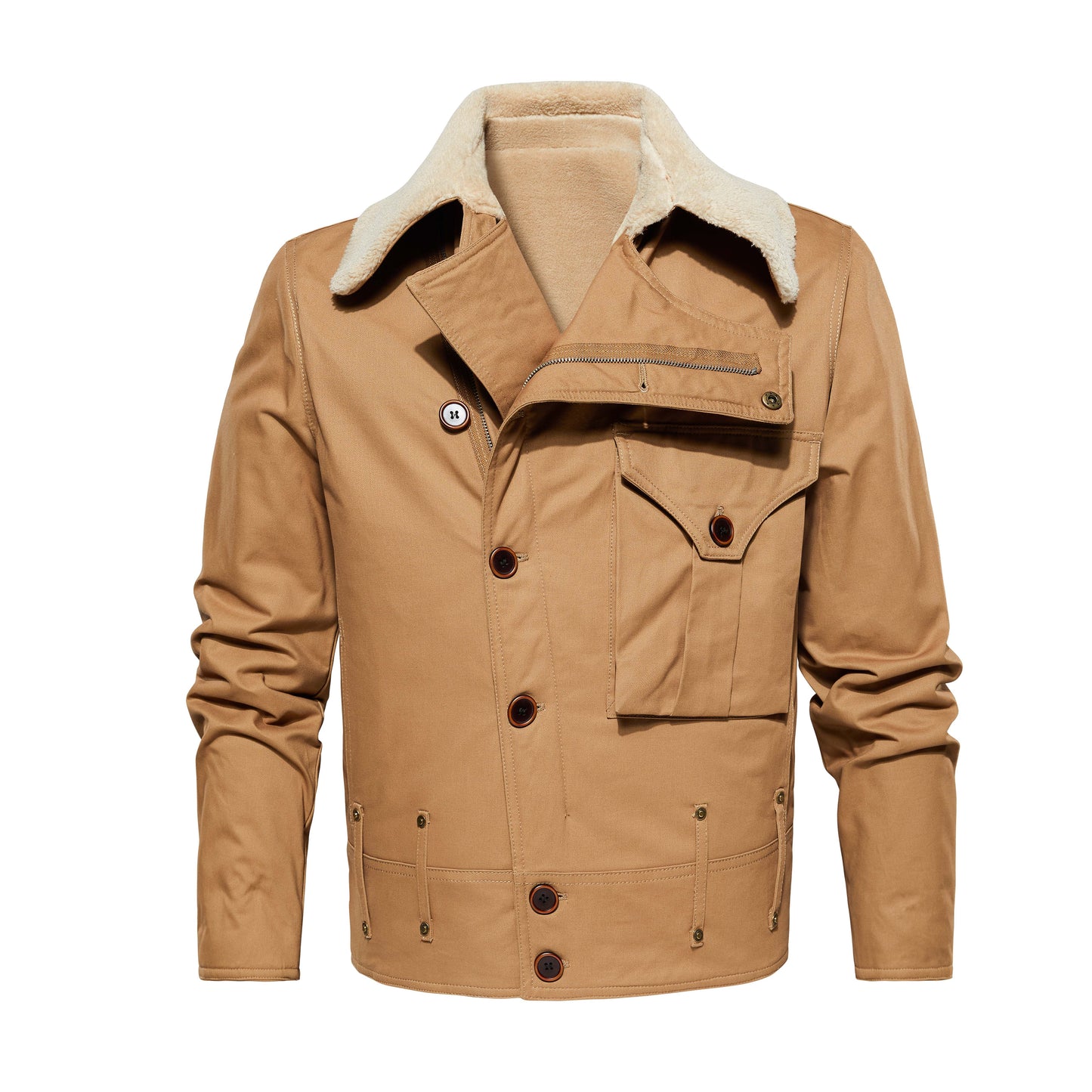 Men's Multi-Pocket Work Jacket – Thickened Fleece Outerwear