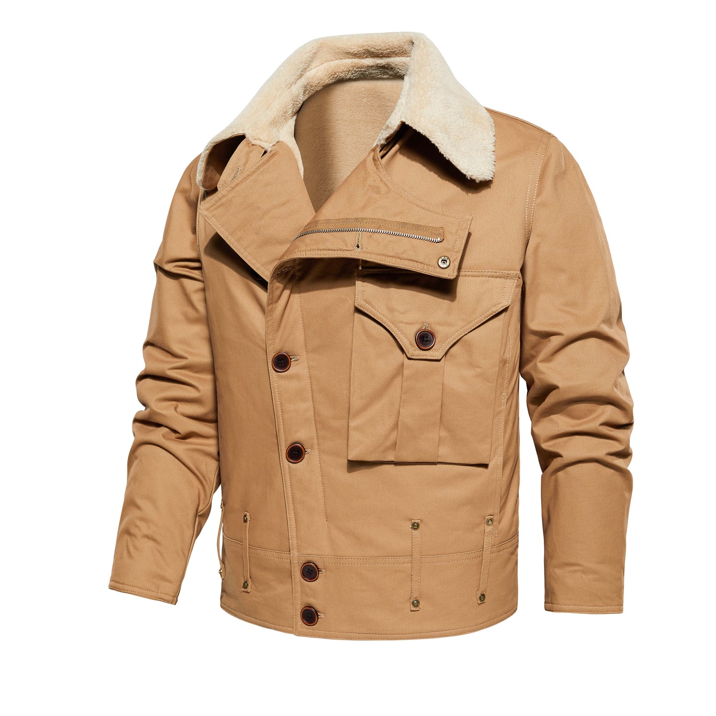 Men's Multi-Pocket Work Jacket – Thickened Fleece Outerwear