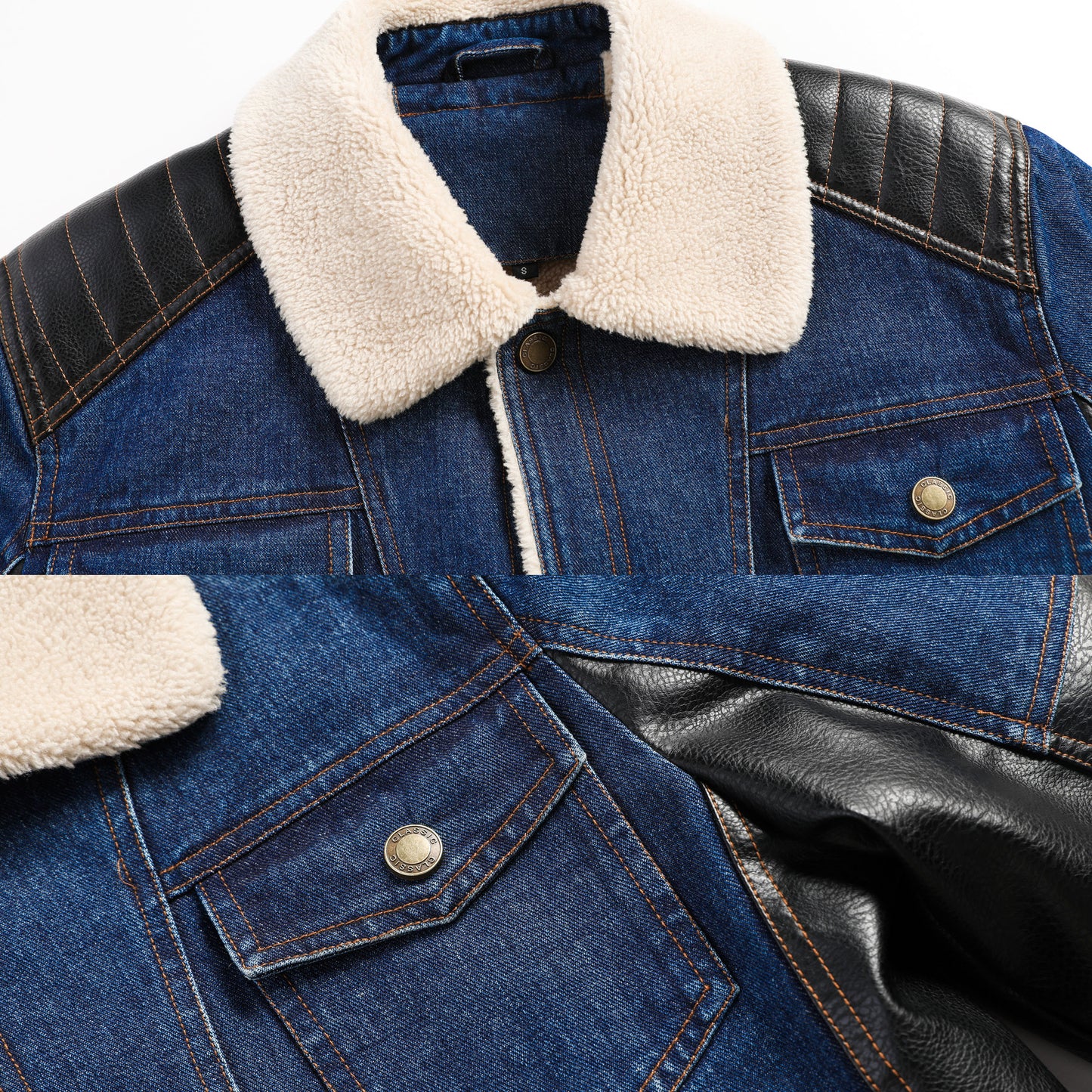 Men's Heavy-Duty Denim Work Jacket — Patchwork Multi-Pocket Outerwear