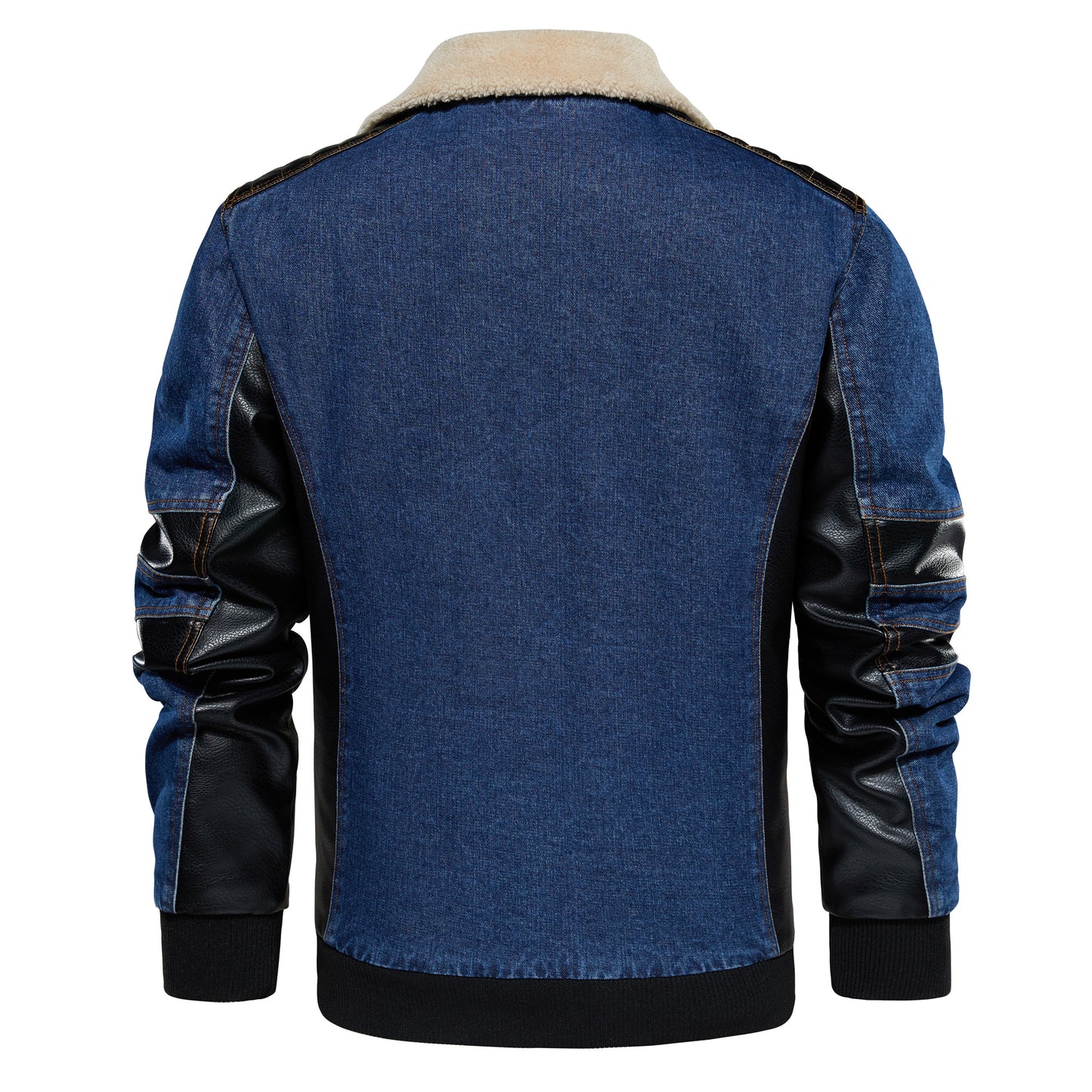 Men's Heavy-Duty Denim Work Jacket — Patchwork Multi-Pocket Outerwear