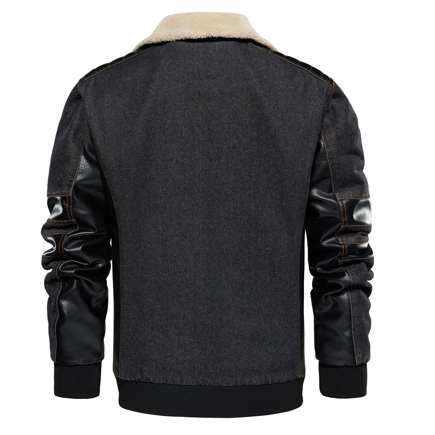Men's Heavy-Duty Denim Work Jacket — Patchwork Multi-Pocket Outerwear