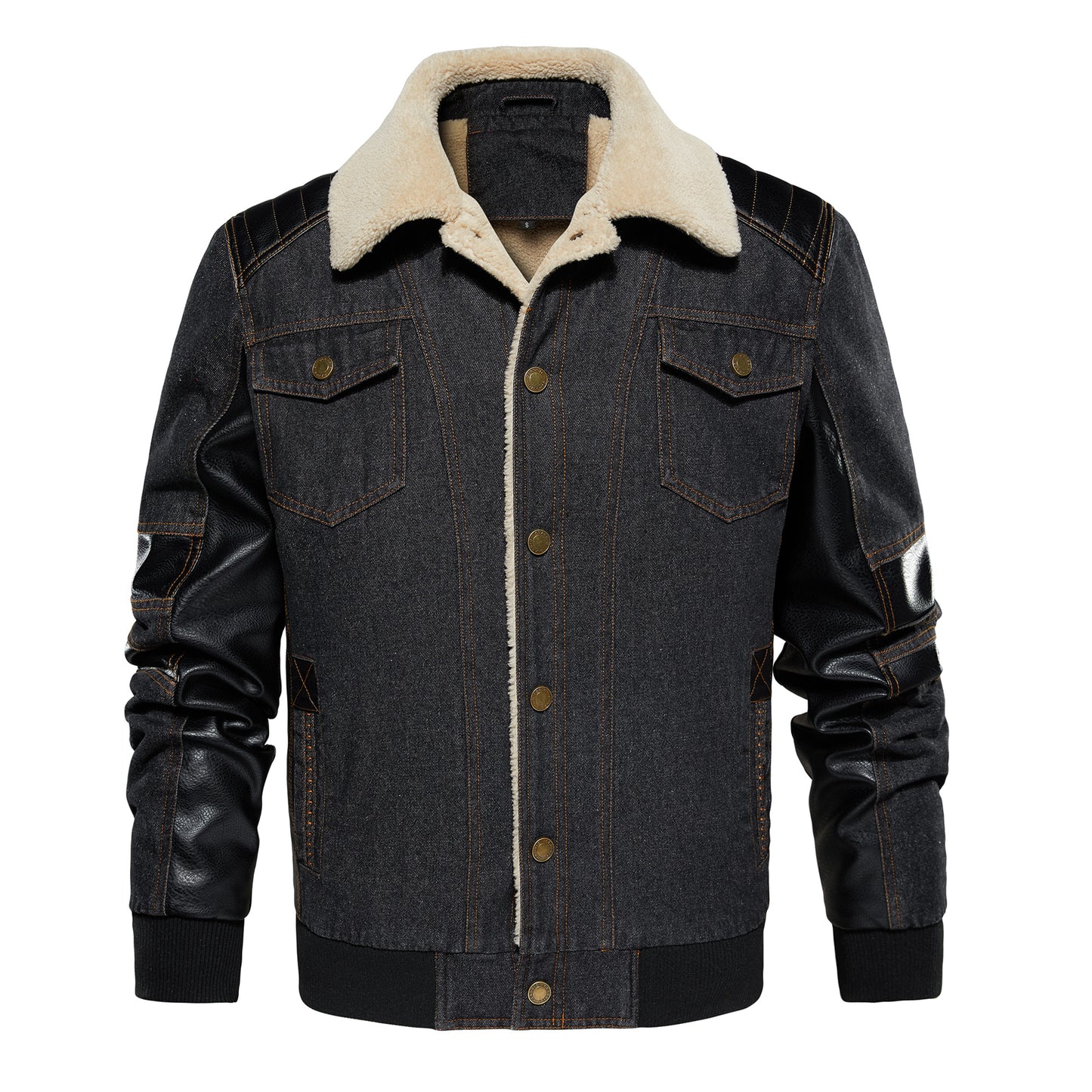 Men's Heavy-Duty Denim Work Jacket — Patchwork Multi-Pocket Outerwear