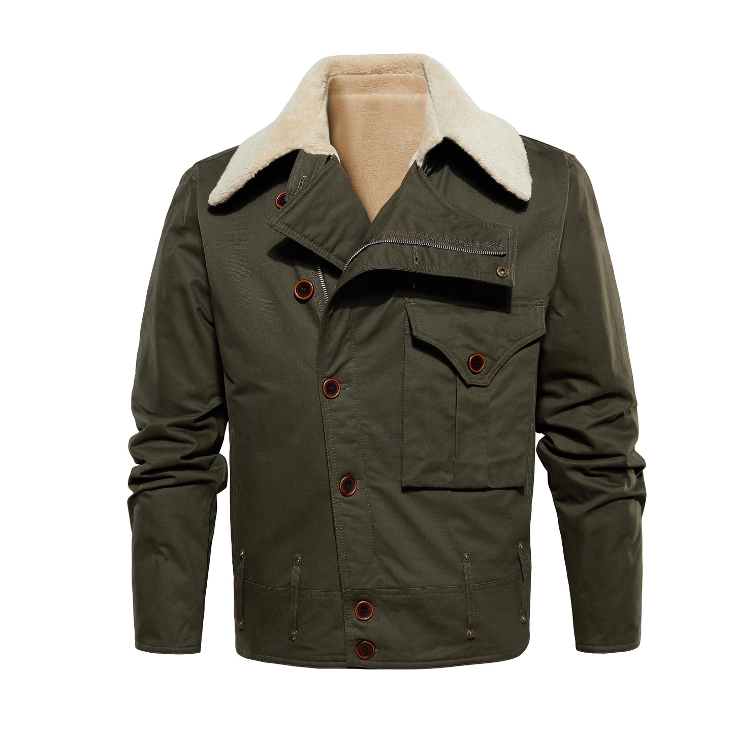 Men's Multi-Pocket Work Jacket – Thickened Fleece Outerwear