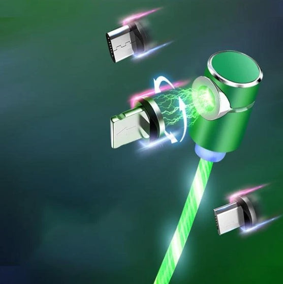 Magnetic LED Charging Cable – Android, iOS & Type-C | 1m Fast Charge