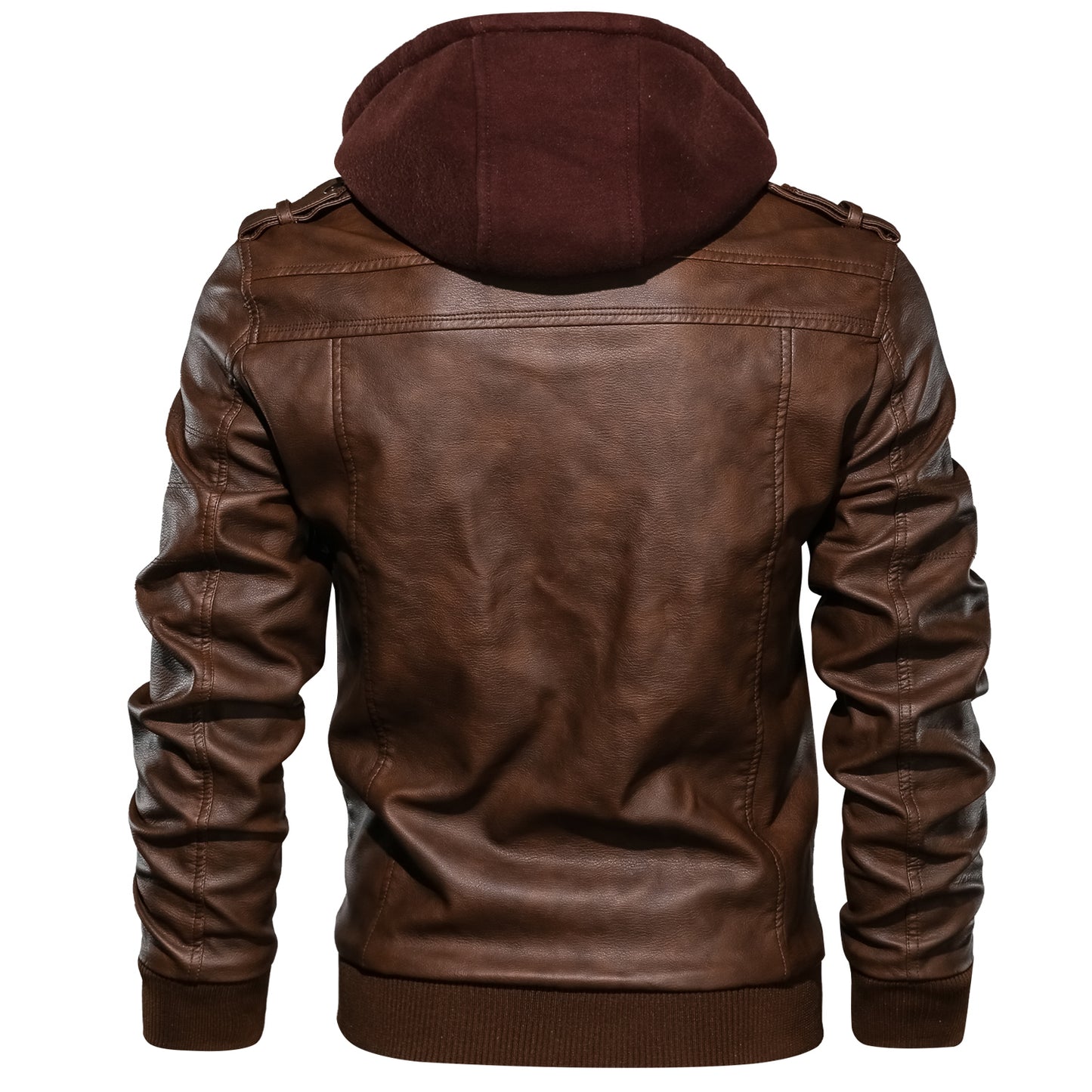Men's Slim Fit Faux Leather Jacket | Lapel Zip-Up | Black & Brown