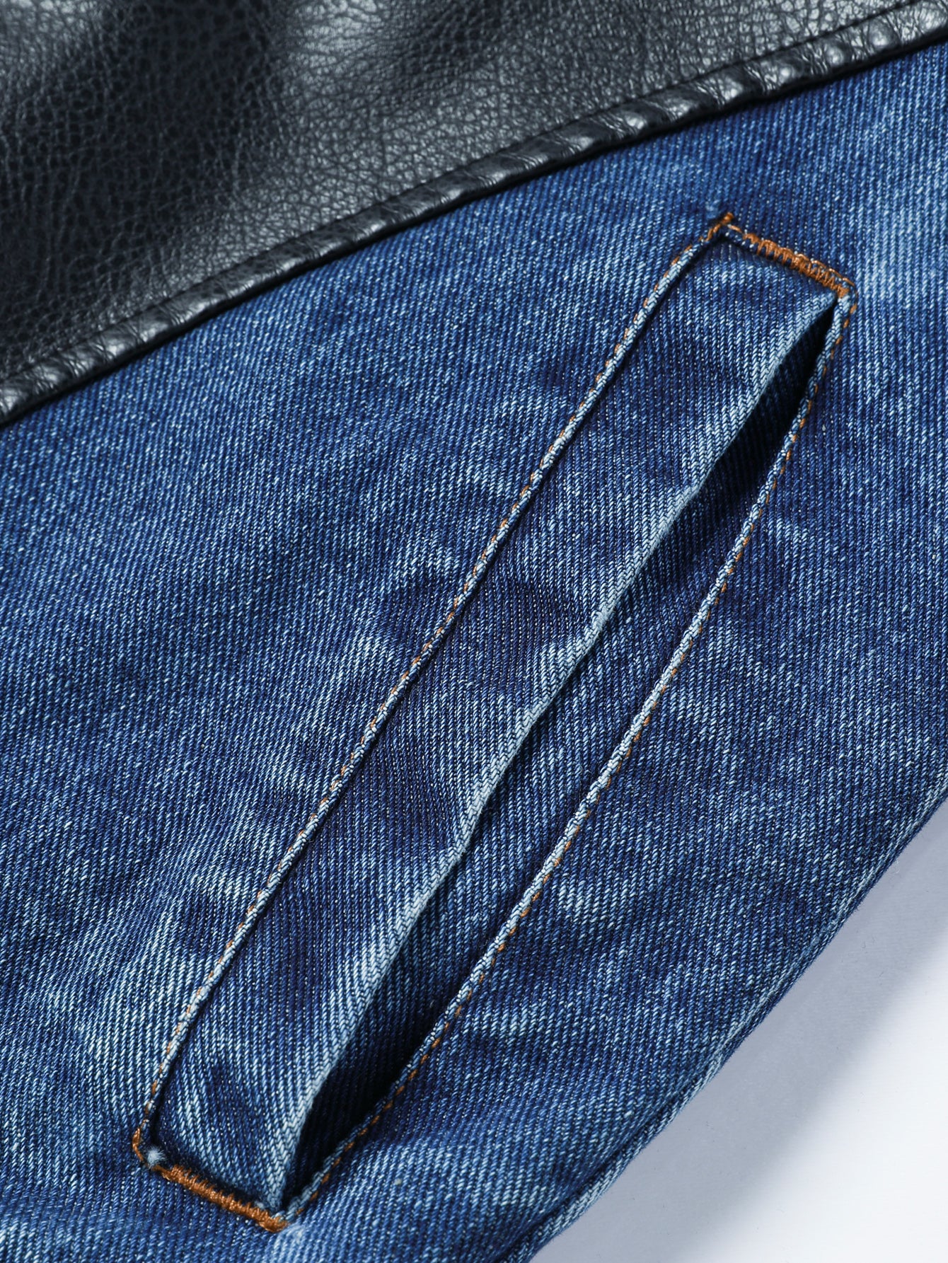 Men's Patchwork Denim Jacket – Diagonal Zip Collar Streetwear Coat