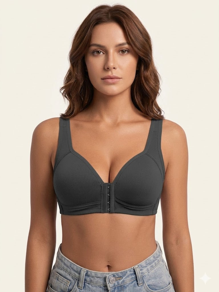 Women's Front Closure Wireless Push-Up Bra – Seamless, Breathable & Wire-Free