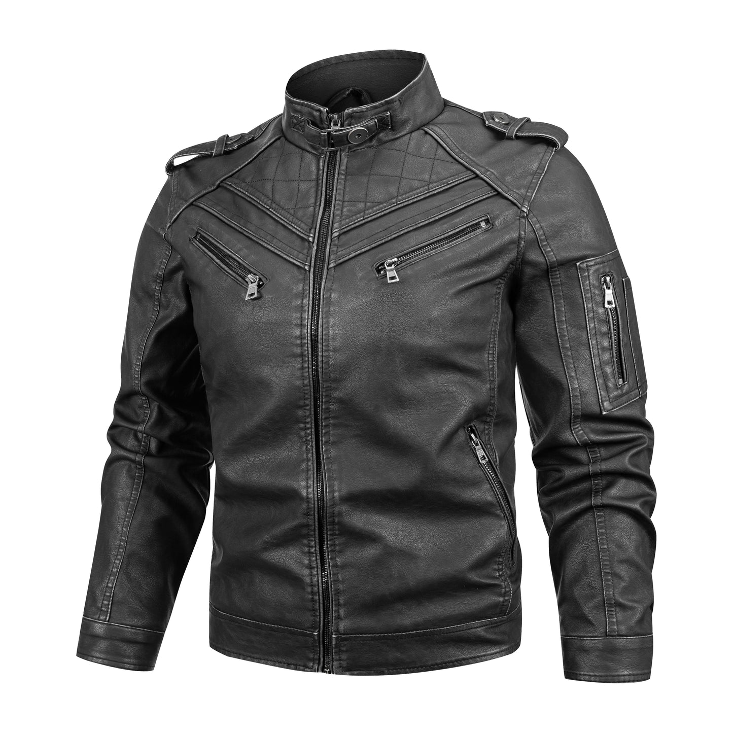 Men's Vintage Biker Jacket | PU Leather Motorcycle Coat | Black S–3XL