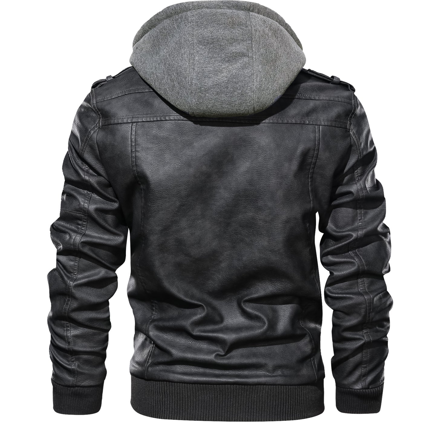 Men's Slim Fit Faux Leather Jacket | Lapel Zip-Up | Black & Brown