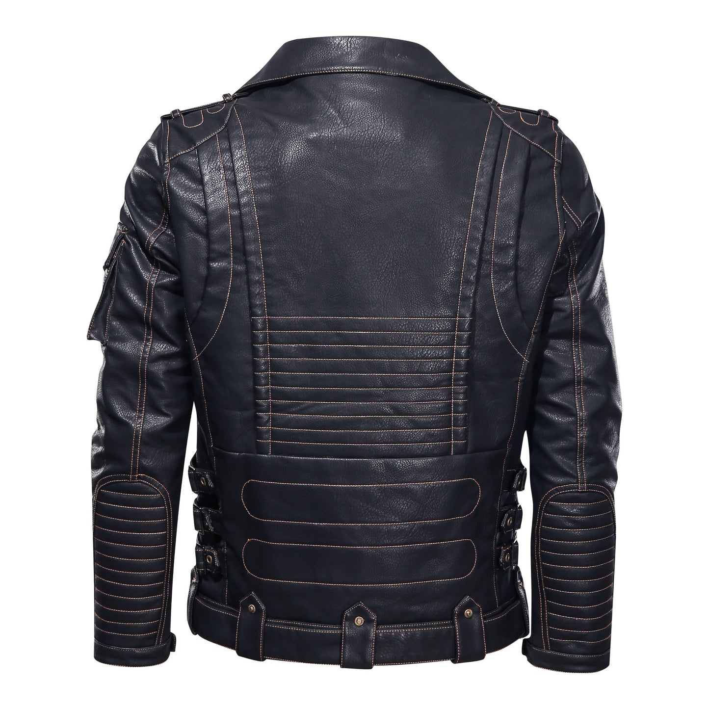 Men's Punk Style PU Motorcycle Jacket | Black, Brown & Khaki | S–3XL