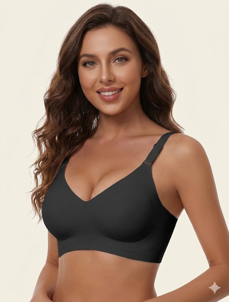 Formiva V-Neck Jelly Wireless Bra – No Underwire, Full Coverage Support