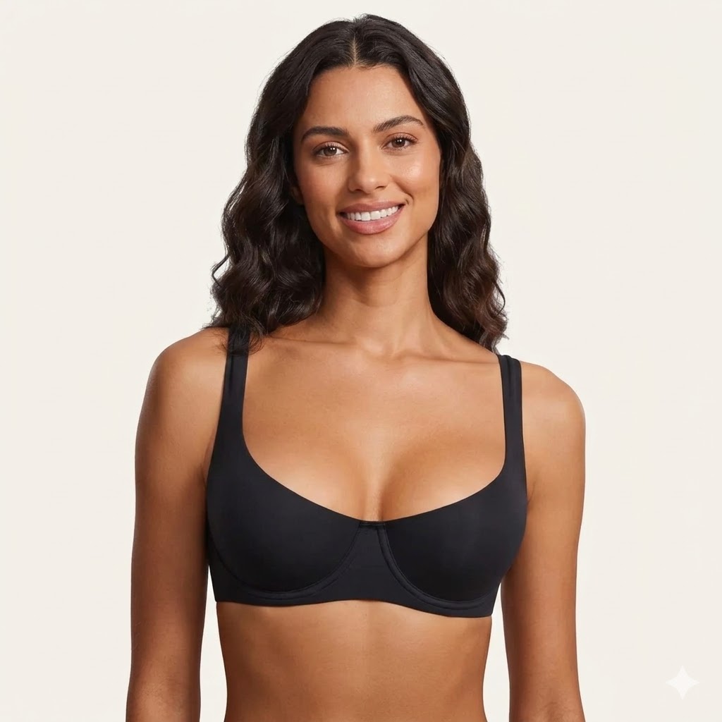Formiva Unlined Balconette Bra – Underwire Support, Wide Straps, Seamless Fit