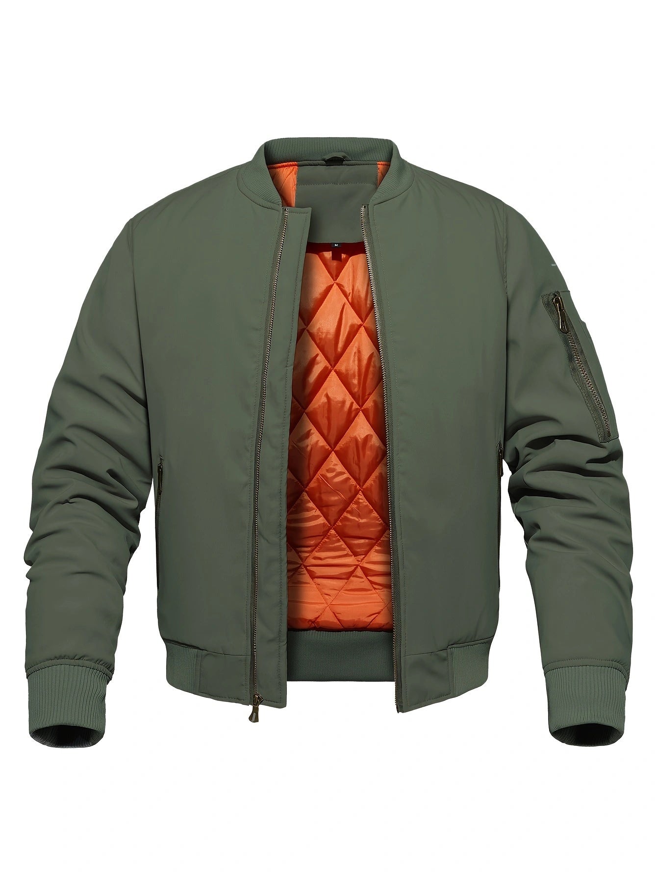 Men's Bomber Flight Jacket – Thickened Windproof Coat with Ribbed Cuffs