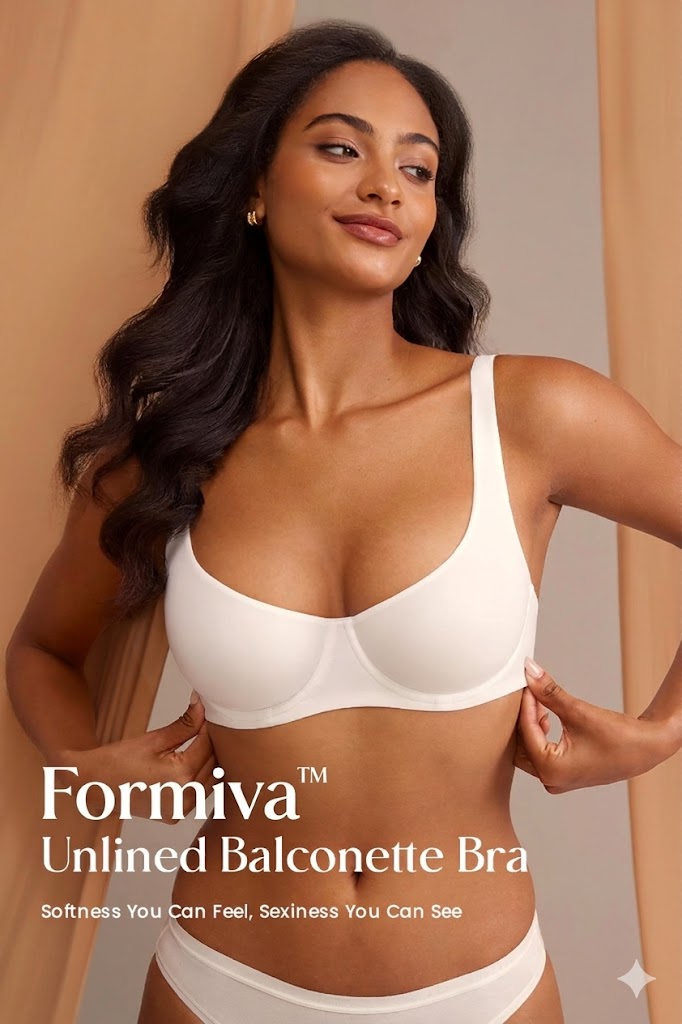 Formiva Unlined Balconette Bra – Underwire Support, Wide Straps, Seamless Fit