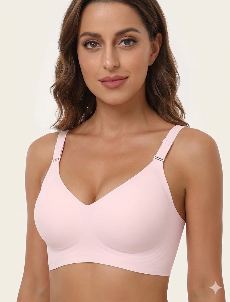 Formiva V-Neck Jelly Wireless Bra – No Underwire, Full Coverage Support