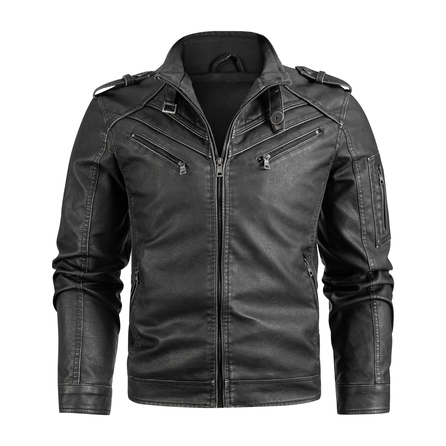 Men's Vintage Biker Jacket | PU Leather Motorcycle Coat | Black S–3XL
