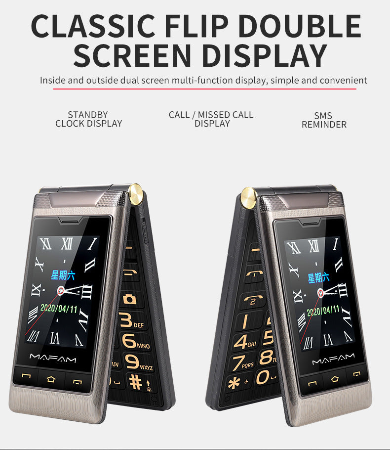 Dual Screen Flip Phone – 5900mAh | Dual SIM | 2G & 4G | Senior-Friendly