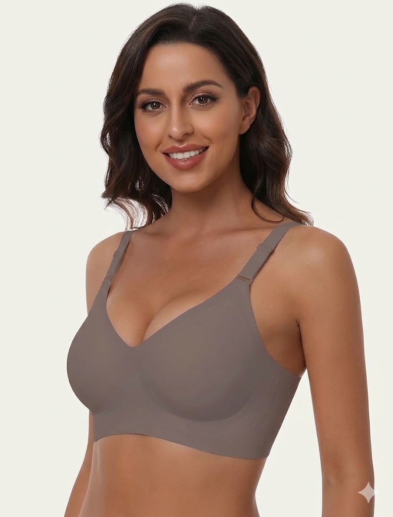 Formiva V-Neck Jelly Wireless Bra – No Underwire, Full Coverage Support