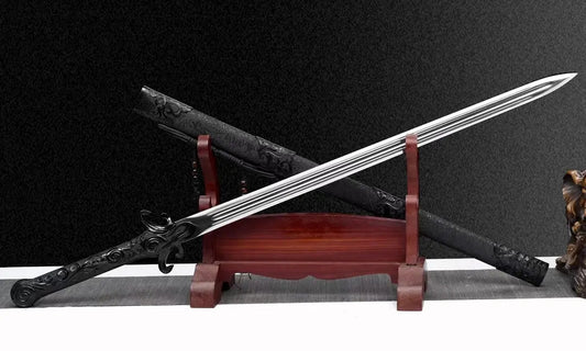 Yuling - Black Integral Sword High Manganese Steel  Self-Defense Cold Weapon  Collection Grade  Unsharpened