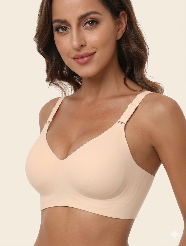 Formiva V-Neck Jelly Wireless Bra – No Underwire, Full Coverage Support