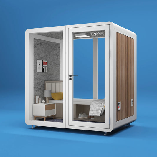 4-Person Soundproof Office Pod with LED Lighting & Sofa