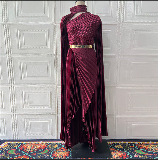 Muslim Dress Abaya Women Party Dresses Irregular Folds Jalabiya Kaftan Vestidos Arab Long Robe Ramadan Morocco Dubai Abayas