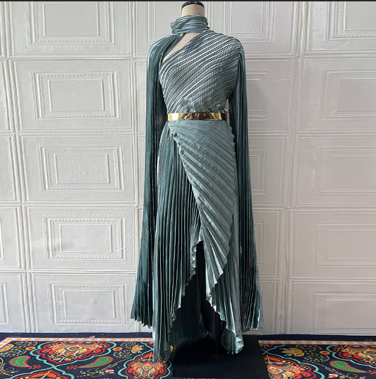 Muslim Dress Abaya Women Party Dresses Irregular Folds Jalabiya Kaftan Vestidos Arab Long Robe Ramadan Morocco Dubai Abayas
