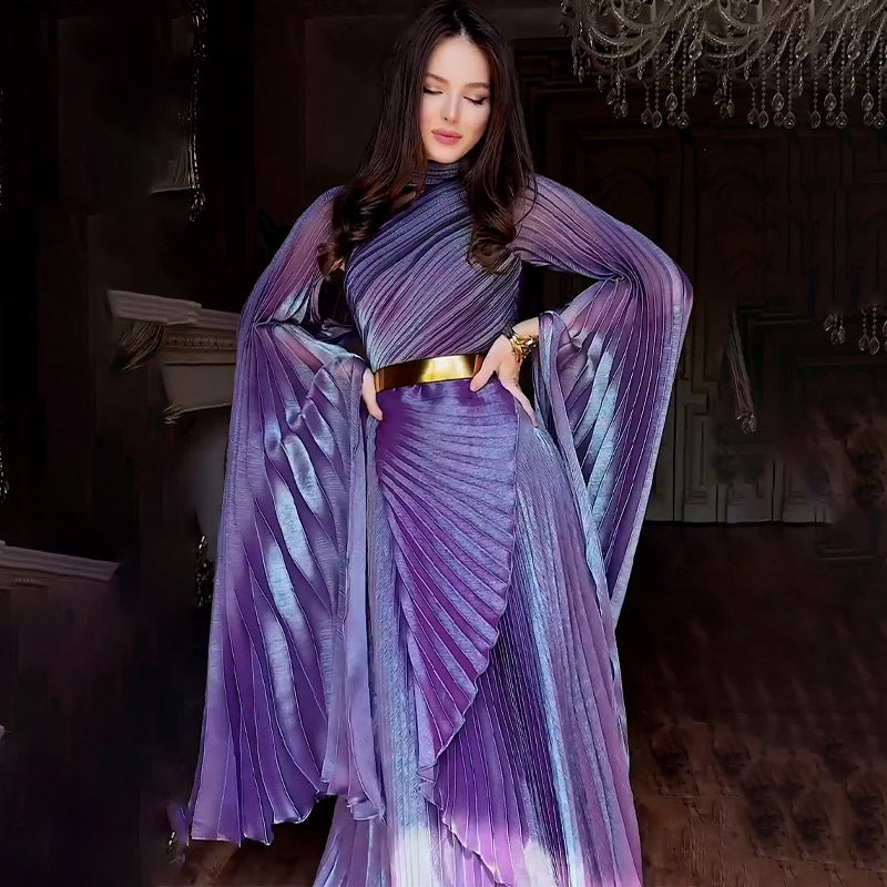 Muslim Dress Abaya Women Party Dresses Irregular Folds Jalabiya Kaftan Vestidos Arab Long Robe Ramadan Morocco Dubai Abayas