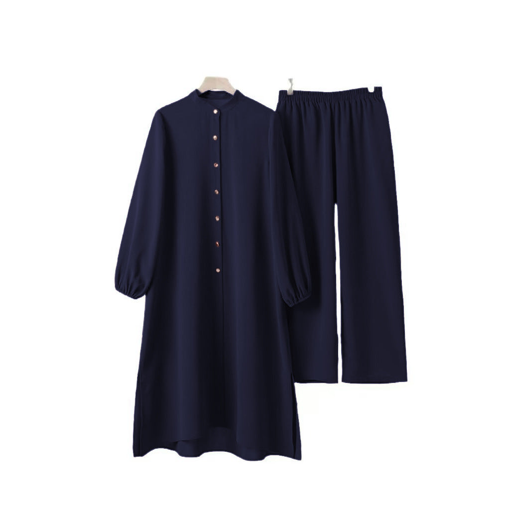 2-Piece Modest Set - Long Sleeve Tunic & Wide Leg Pants